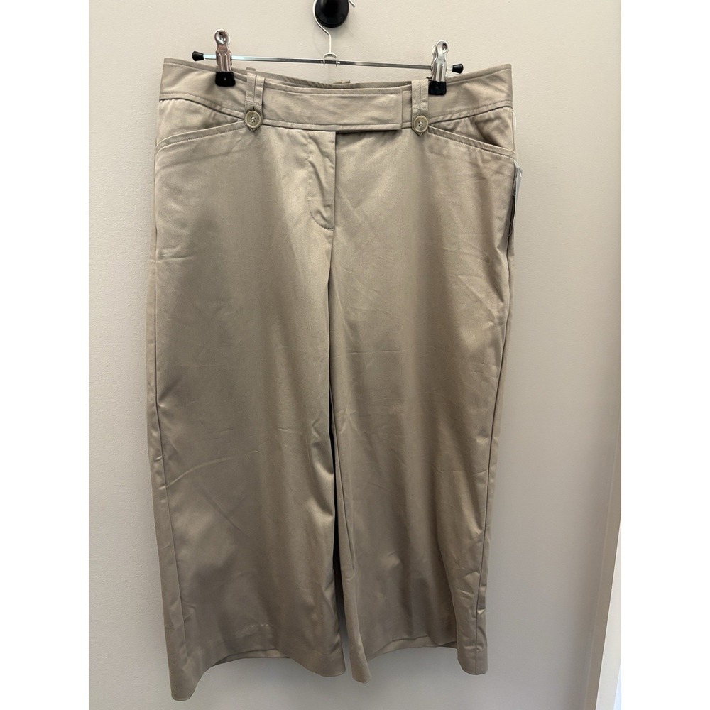 NWT Worthington Pants Women's 8P Beige Modern Fit flat front Cropped  MSRP: $36